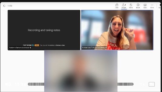Een online coachingsessie, deelnemer onherkenbaar gemaakt